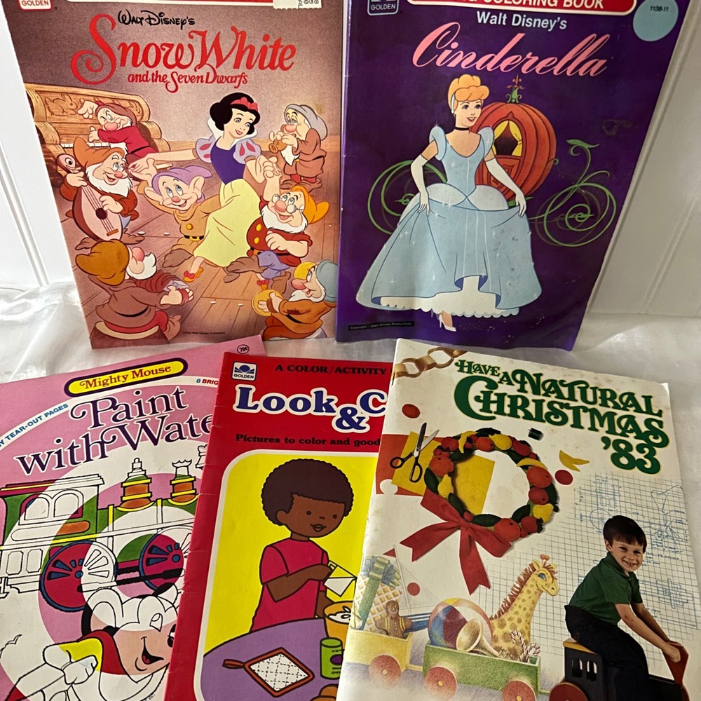 Golden Disney Coloring Books Activity Books Lot Kids Multicolor Good Vintage 70s
